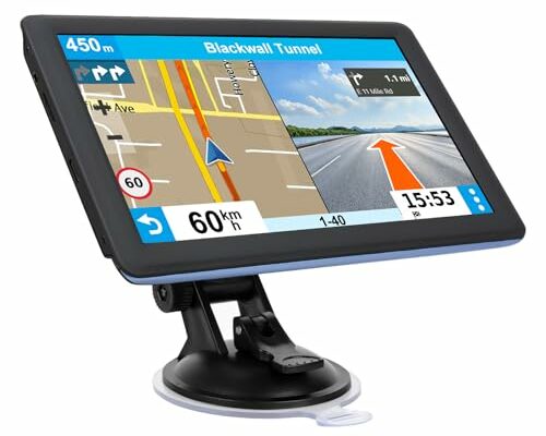 GPS Navigator for Car Truck RV, Latest 2024 Map, 7 inch Touch Screen Real Voice Spoken Turn-by-Turn Direction Reminding Navigation System for Cars, Vehicle GPS with Speed and Red Light Warning (Blue)