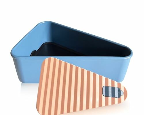 Gwydre Pizza Leftover Storage Container with 2 Pizza Trays,Reusable Pizza Slicone Container,Silicone Food Container Lunch Box Withstand Temperature in -40~200℃ (Blue&pink, 7.5inch)