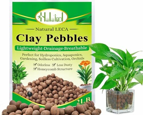 Halatool 2 LB Natural Expanded Clay Pebbles for Plants 4mm-16mm Clay Balls 100% Organic Hydroton Leca Balls for Indoor Plants Hydroponic Growing Gardening Orchids Drainage Decoration Aquaponics