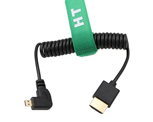 HangTon Micro HDMI 4K 60Hz 8K Right Angle HDMI Coiled Cable for Sony A6400 A7R Canon R5 R6 GH4 S5 Z50 Camera ATOMOS Ninja V Portkeys Monitor Type A D HDMI 2.1