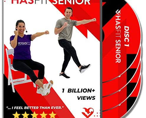 HASfit Exercises for Seniors DVD - 4 Discs - 16 Senior Workouts for Balance, Weight Loss, Flexibility, Cardio, Strength, Yoga Fitness, Seated Chair Exercise For Beginners, Elderly - 3 Programs