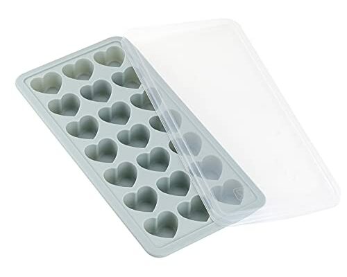 Heart Shaped Ice Cube Trays with Lid, Chocolate Mold, Easy Release Ice Trays, 21-Cavity Silicone Heart Molds for Ice Cubes, Gelatine, Baking and Candy