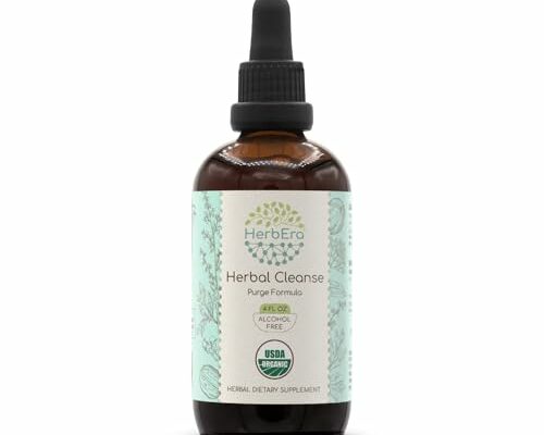 HerbEra Herbal Cleanse Organic Alcohol-Free Tincture | Detox and Cleanse Formula, Extract Supplement | Organic Wormwood Herb, Black Walnut Hull, Cloves Flower Buds | Purge Extract (4 fl oz)