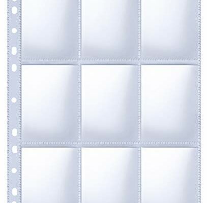 HERKKA Trading Card Sleeve Pages, 100 Pack 9 Pocket Album Pages 11 Holes Fit 3 Ring Binder