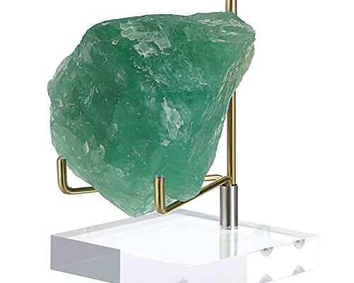 Hipiwe Clear Acrylic Display Stand Holder with Adjustable Metal Arms Display Easel Stands for Gemstones Fossils Minerals Agate Slabs Plates Crystals Saucers Collectibles, 3.1x3.1x4.5 inch