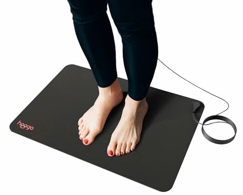 Hooga Grounding Mat for Sleep, Energy, Pain Relief, Inflammation, Balance, Wellness. Earth Connected Therapy. Indoor Grounding at Home, Office, Work. 15 Foot Cord Included. Conductive Carbon