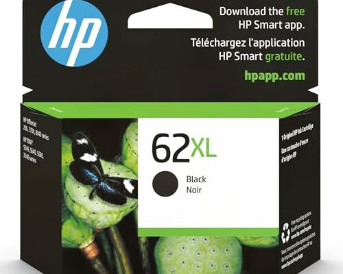 HP 62XL Black High-yield Ink cartridge | Works with HP ENVY 5540, 5640, 5660, 7640 Series, HP OfficeJet 5740, 8040 Series, HP OfficeJet Mobile 200, 250 Series | Eligible for Instant Ink | C2P05AN