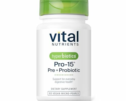 Hyperbiotics Vital Nutrients Pro-15 Pre + Probiotic | 15 Strains| Supports Occasional Constipation, Diarrhea, Gas & Bloating | Immune, Digestive & Gut Health | Shelf-Stable | Vegan | 60 Pearl Tablets