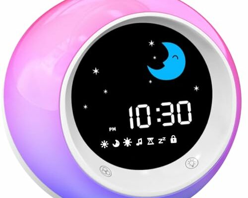 I·CODE Time to Wake Alarm Clock for Kids, Children's Sleep Trainer, Kids Wake Up Light, Sleep Sound Machine