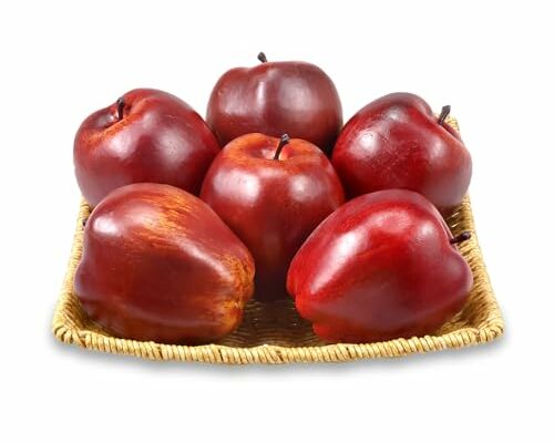 Ikosora 6 Pcs Fake Apples, Artificial Delicious Apples for Decoration Kitchen, Lifelike Fruits Model Red Apples for Home Wedding Party Decoration, Realistic Faux Fruits Simulation Decor