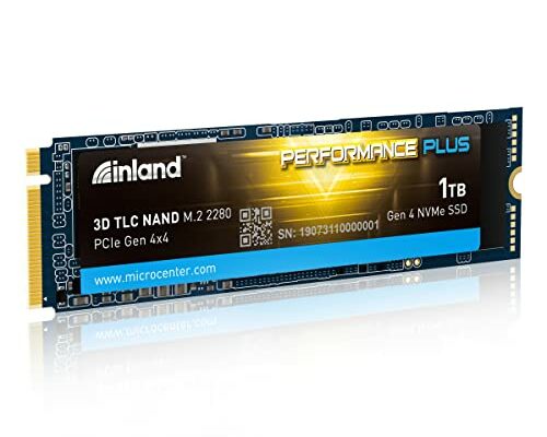 INLAND 1TB Performance Plus NVMe Internal Gaming SSD Solid State Drive Optimized for PS5 - Gen4 PCIe, M.2 2280, DRAM Cache, TLC 3D NAND Flash, Up to 7000MB/s