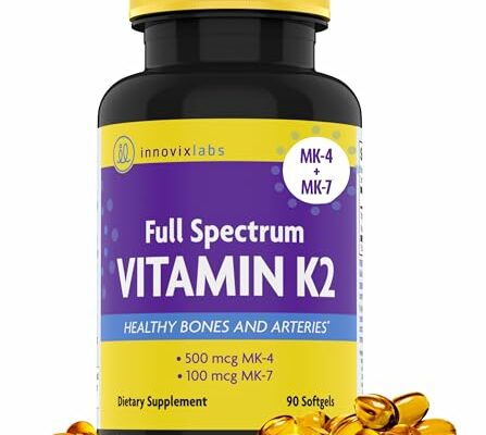 InnovixLabs Full Spectrum Vitamin K2-90 Softgels with 600 mcg of Trans Form MK7 and MK4 - Supports General Health and Bone Strength - Soy and Gluten Free K2 Vitamin Supplement