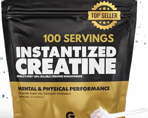 Instantized Creatine Monohydrate Gains in Bulk, Worlds First 100% Soluble Creatine for Strength, Performance, and Muscle Building (100 Servings)