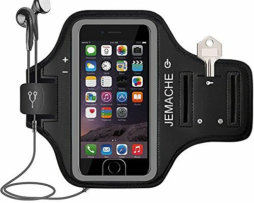 iPhone 6 7 8 SE 2020/2022 Armband, JEMACHE Fingerprint Touch Supported Gym Running Workout Arm Band for iPhone 6/6S/7/8/SE 2nd & 3rd gen with Key Holder (Black)