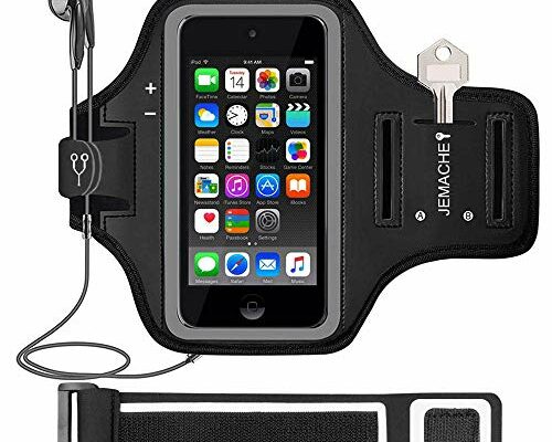 iPod Touch 7th 6th 5th Generation Armband. JEMACHE Gym Running Exercises Workouts Sport Arm Band Case for iPod Touch 7/6/5/4 Generation with Key Holder (Black)