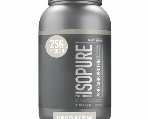 Isopure Protein Powder, Zero Carb Whey Isolate with Vitamin C & Zinc for Immune Support, 25g Protein, Keto Friendly, Cookies & Cream, 44 Servings, 3 Pounds (Packaging May Vary)