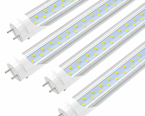 JESLED 4FT LED T8 Type A+B Tube Lights, 24W(65W Equivalent), 3200LM, 6000K, Single or Double End Powered, Plug and Play or Ballast Bypass, 4 Foot T10 T12 Fluorescent Bulbs Replacement, Clear(4-Pack)