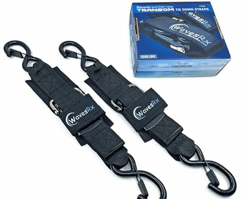 Jet Ski & PWC Boat Trailer Transom Straps (2PK) - 24" Tie Down Adjustable Boat Strap for Trailer - Outperforms Ratchet & Retractable Tie-Down Strap - Transom Tiedowns for Secure Transportation