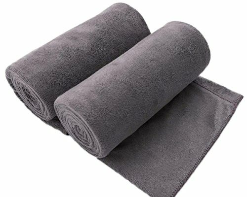 JML Microfiber Bath Towel 2 Pack(30" x 60"), Oversized Thick Towels, Soft, Super Absorbent and Fast Drying, No Fading Multipurpose Use for Sports, Travel, Fitness, Yoga, 30 in 60 in, Grey Count