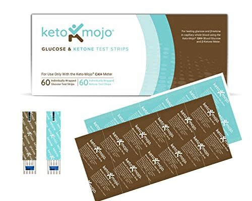 KETO-MOJO Test Strip Combo Pack for Use ONLY with The New GK+ Meter | 60 Blood Glucose + 60 Blood Ketone (120ct)