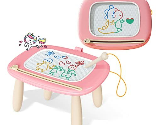 Kikidex Magnetic Drawing Board, Toddler Girl Toys for 1-2 Year Old, Doodle Board Pad Learning and Educational Toys for 1 2 3 Year Old Baby Kids Birthday Gift(Soft Pink)