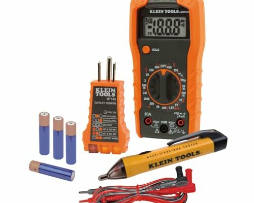 Klein Tools 69149P Electrical Test Kit with Digital Multimeter, Non-Contact Voltage Tester and Electrical Outlet Tester, Leads and Batteries