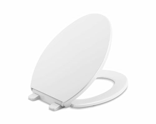 Kohler K-20110-0 Brevia Elongated Toilet Seat with Grip-Tight Bumpers, Quiet-Close Seat, Quick-Attach Hardware, White