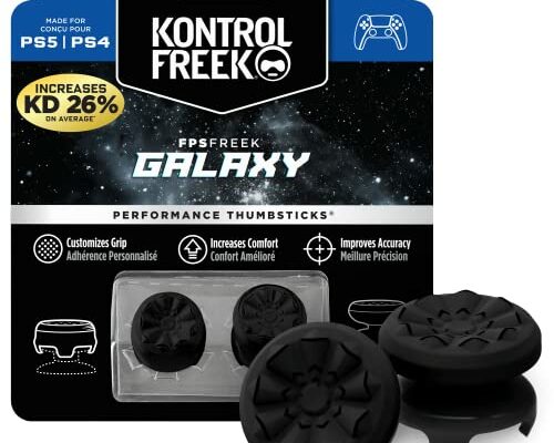 KontrolFreek FPS Freek Galaxy Black for PlayStation 4 (PS4) and PlayStation 5 (PS5) | Performance Thumbsticks | 1 High-Rise, 1 Mid-Rise | Black (Limited Edition)