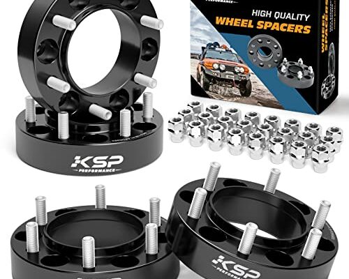 KSP 6X5.5 Wheel Spacers Fit for Tacoma 4runner, 1.5 inches Forged Hub Centric Adapters Kits with Extended Open Lug Nuts fit 6 Lug Wheels Without Locking hub, Package of 4 (Black 6061 T6 Aluminum)