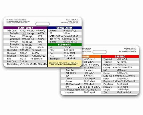 Lab Values Horizontal Badge ID Card Pocket Reference Guide