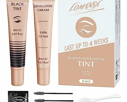 Lash Color Kit, Lomansa Professional Eyelash and Brow Color Kit, Instant Eyelash Color with Natural Black Effects, Safe & Easy to Use 8ml