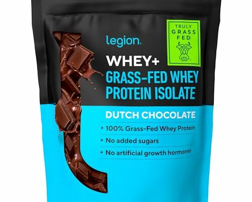 LEGION Whey+ Chocolate Whey Isolate Protein Powder from Grass Fed Cows - Non-GMO, Lactose Free, Sugar Free, Natural Whey Protein Isolate 30 Servings