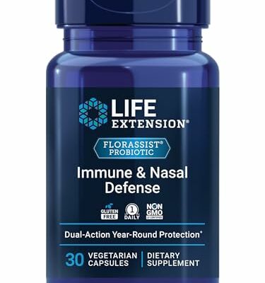 Life Extension FLORASSIST® Immune & Nasal Defense, L. rhamnosus CRL1505, Immune Response, Healthy Nasal Airflow, Seasonal Support, Gluten-Free, Non-GMO, 1 Daily, Vegetarian, 30 Capsules