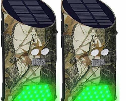 LILBEES Solar Hog Feeder Light for Predator Coyote Pig Varmint Motion Activated Green Hunting Lights for Deer Feeders(G300)(Pack of 2)