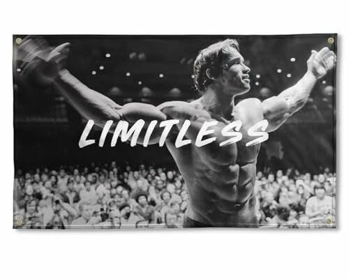 Limitless Flag Banner Arnold Schwarzenegger 3x5 Feet Gym Motivation Funny Fitness Poster Durable Cool Tapestry Man Cave Wall Decor with Metal Grommets for College Dorm Room Decoration,Home,House