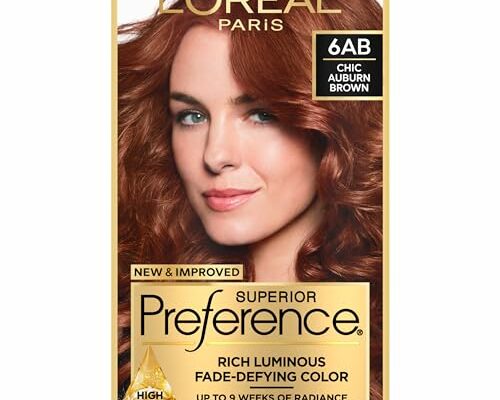 L'Oreal Paris Superior Preference Fade-Defying + Shine Permanent Hair Color, 6AB Chic Auburn Brown, Pack of 1, Hair Dye