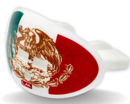 LOUDMOUTHGUARDS Football Mouth Guard - Pacifier Lip Protector Mouthpiece for Youth and Adults - Mexico Flag Custom Design - Multiple Colors - Top and Bottom Teeth Protection - Great Air Flow