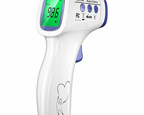 LPOW Thermometer for Adults, Non Contact Infrared Digital Thermometer for Fever, Body and Surface Thermometer 2 in 1 Dual Mode White