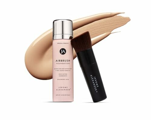 MagicMinerals AirBrush Foundation by Jerome Alexander – 2pc Set with Airbrush Foundation and Kabuki Brush - Spray Makeup with Anti-aging Ingredients for Smooth Radiant Skin - Warm Medium