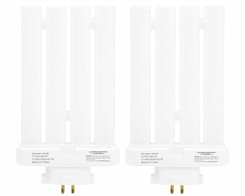 Mandala Crafts FML27 27-Watt 6500K Compact Fluorescent Light Bulbs with Quad Tubes, 4-Pin GX10q-4 Base FML 27, 2 Pack FML Lamp 27 Watt Bulbs