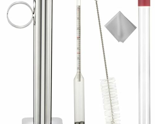 Maple Syrup Hydrometer Test Cup Kit, Maple Syrup Density Kit, Measures Sugar Content in The Syrup, Stainless Steel Maple Syrup Kit, Easy to Read and Accurate, with Cleaning Brush