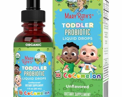 MaryRuth Organics Cocomelon Toddler Probiotic Liquid Drops | Kids Probiotics for Ages 1-3 | 5 Probiotic Strains | 150 Billion CFU Per Serving | USDA Organic | Sugar Free | Gluten Free | 1 Fl Oz