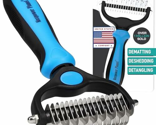 Maxpower Planet Original Pet Grooming Rake - Double-Sided Deshedding Dematting Tool, Undercoat Rake for Dogs & Cats, Extra-Wide Dog Grooming Brush & Deshedder Comb for Long Hair, Reduces Shedding 95%