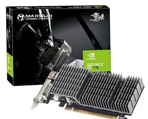 maxsun GEFORCE GT 710 2GB Low Profile Ready Small Form Factor Video Graphics Card GPU Support DirectX12 OpenGL4.5, Low Consumption, VGA, DVI-D, HDMI, HDCP, Silent Passive Fanless Cooling System