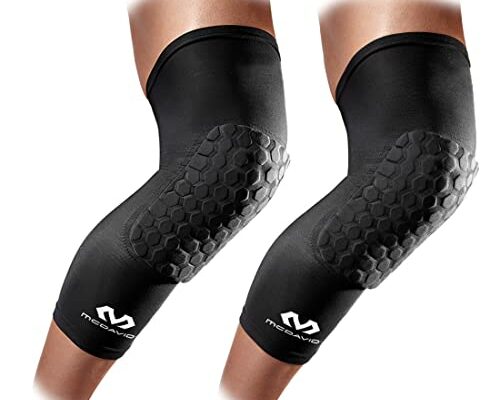 McDavid Hex Knee Compression Sleeves, Pull-On Padded Protection, Moisture Wicking (1 Pair)