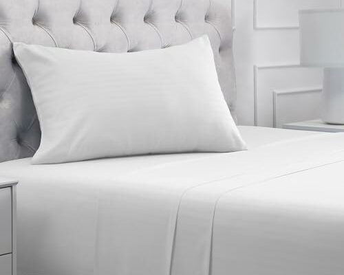 Mellanni Twin Sheets Set - 3 PC Iconic Collection Bedding - Hotel Luxury, Extra Soft, Cooling Bed Sheets - Wrinkle, Fade, Stain Resistant (Twin, Striped White)