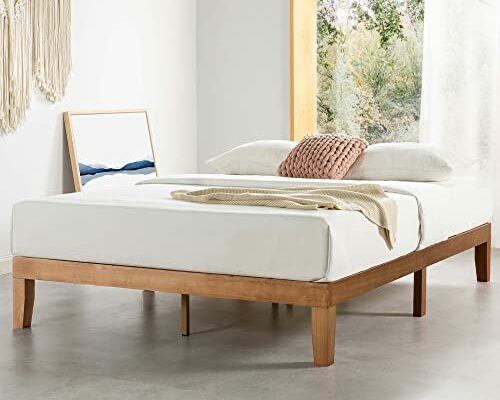 Mellow Naturalista Classic - 12 Inch Solid Wood Platform Bed with Wooden Slats, No Box Spring Needed, Easy Assembly, King, Natural Pine