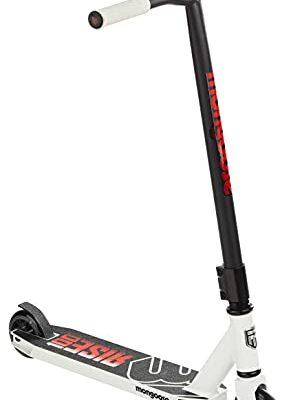 Mongoose Rise 100 Freestyle Stunt Trick Scooter, Lightweight Alloy Deck & Heavy-Duty Frame Up to 220 lbs., Bike-Style Grip, High Impact 100mm Wheels, White/Red