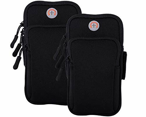 MOVOYEE 2Pack Phone Armband for Running,Cell Phone Holder Arm Band for iPhone 15 14 13 12 11 Pro Max Xs Max Xr X 8 7 6S 6 Plus SE/Galaxy S24 S23 S21 S20 Note 10,Waterproof iPhone Armband,Black Sleeve