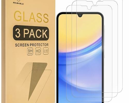 Mr.Shield Screen Protector compatible with Samsung Galaxy A15 5G / 4G [Tempered Glass] [3-PACK] [Japan Glass with 9H Hardness]